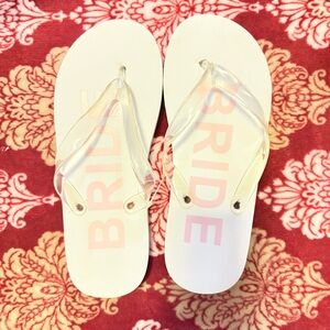 White Bride Flip Flops with Clear Straps